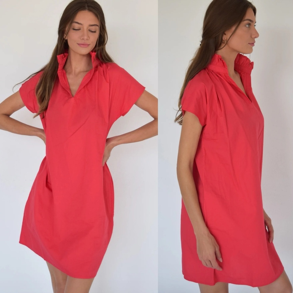 Women's Red Mini Dress with Ruffle Collar